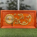 đồng hồ tài lộc dát vàng 41x81cm khung trơn