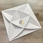 tấm ốp 3d phòng ngủ hoa tròn màu trắng