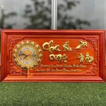 tranh đồng hồ cha mẹ dát vàng 41x81cm khung trơn