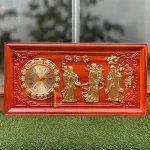 tranh đồng hồ phúc lộc thọ dát vàng 41x81cm khung trơn