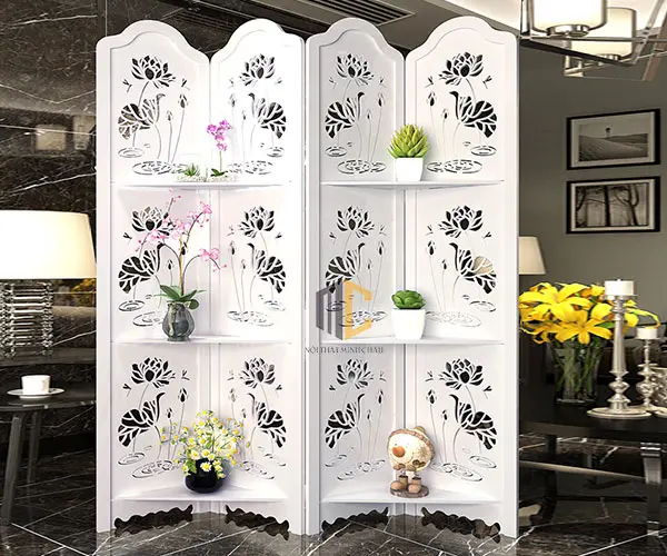 bình phong có kệ sen nước 4 tấm