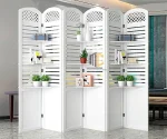 bình phong kết hợp kệ sọc ngang 6 tấm