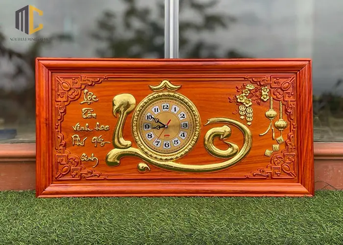 đồng hồ gỗ chữ lộc treo phòng khách