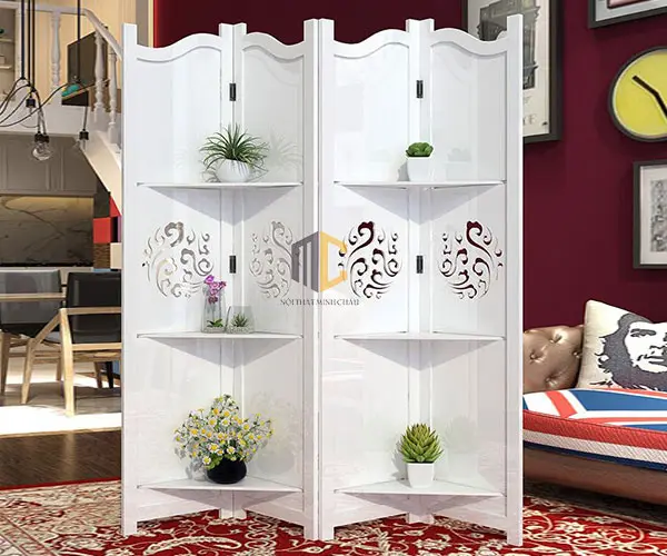 kệ bình phong ngăn phòng ngủ kín 4 tấm