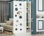 kệ gỗ làm vách ngăn hình tròn 1 vách 1 kệ