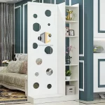 kệ gỗ làm vách ngăn hình tròn 1 vách 1 kệ