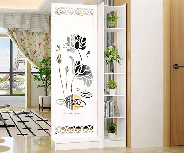 kệ vách ngăn phòng ngủ sen nước 1 vách 1 kệ