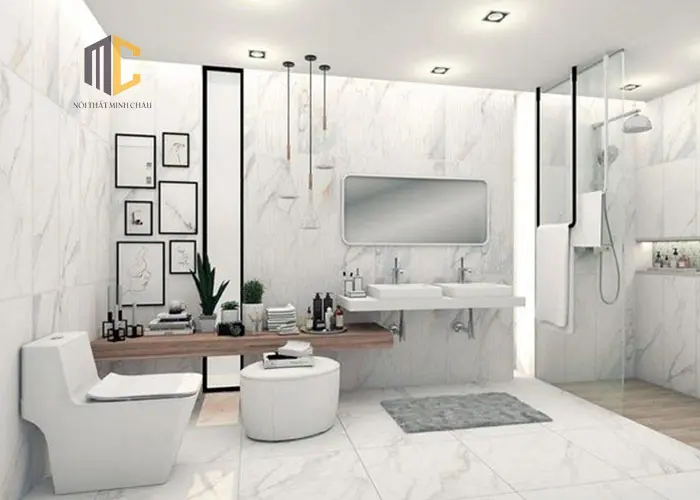 lót sàn nhà tắm bằng gạch đá hoa