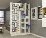 vách ngăn cnc chữ vạn liền kệ 1 vách 2 kệ phải