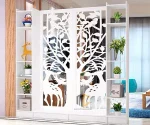vách ngăn cnc gỗ nhựa kết hợp kệ hươu sao 2 vách 2 kệ