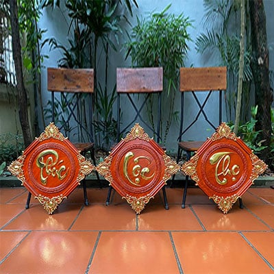 tranh chữ bằng gỗ banner