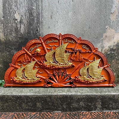 tranh quạt gỗ treo tường banner