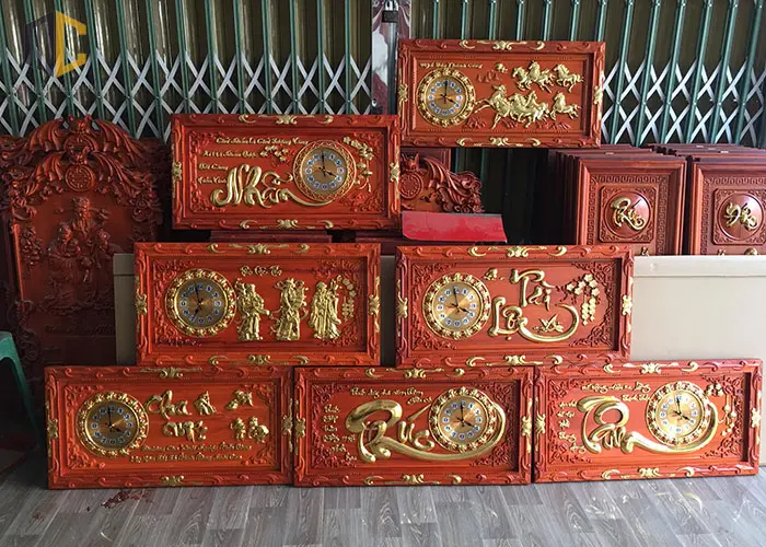 tranh đồng hồ gỗ treo tường