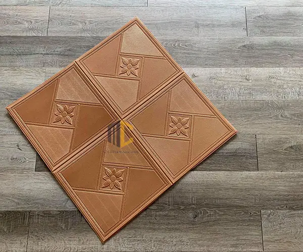 xốp dán tường 3d hoa văn màu cafe