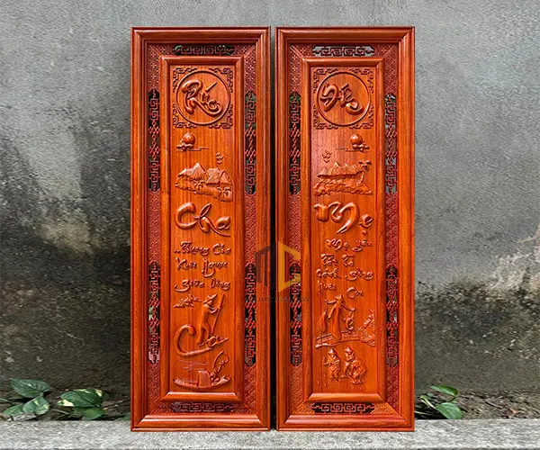 câu đối cha mẹ bằng gỗ pu