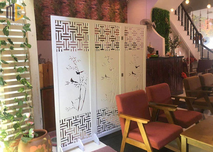 vách ngăn quán trà sữa