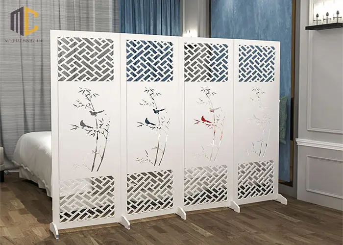 bình phong che giường ngủ cây trúc
