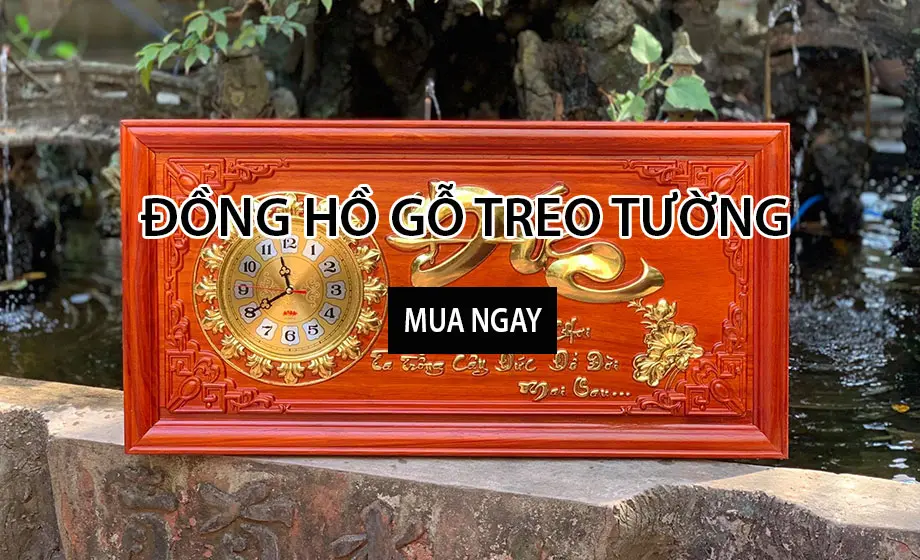 đồng hồ gỗ treo tường banner