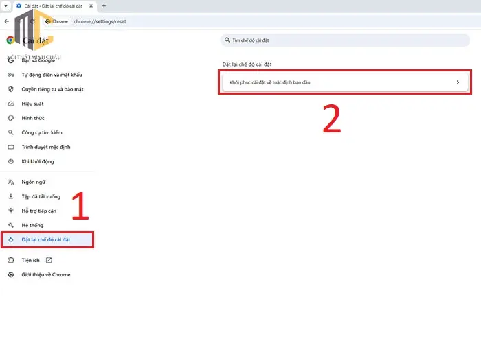 khôi phục mặc định chrome