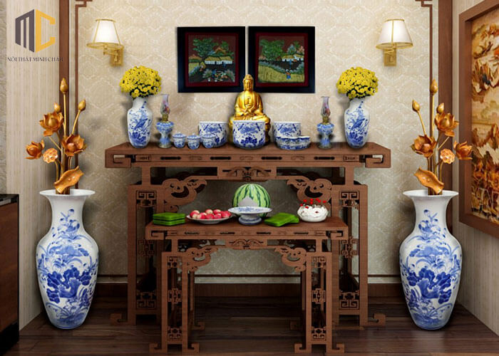 cách đặt đèn dầu trên bàn thờ