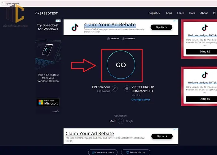 kiểm tra tốc độ mạng bằng speedtest